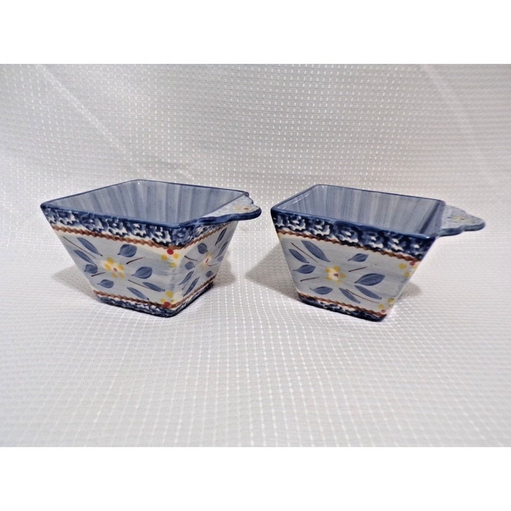 Temp-Tations by tara Old World Blue 10 oz Ramekin Baking Dish No Lids Square KF1